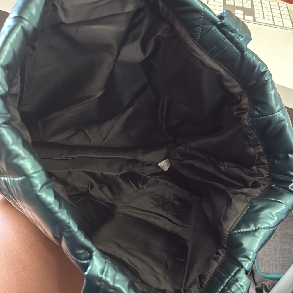 Victoria's Secret Women Tote Metallic Puffer Teal Quilted Shoulder Bag Gloss - Picture 5 of 7
